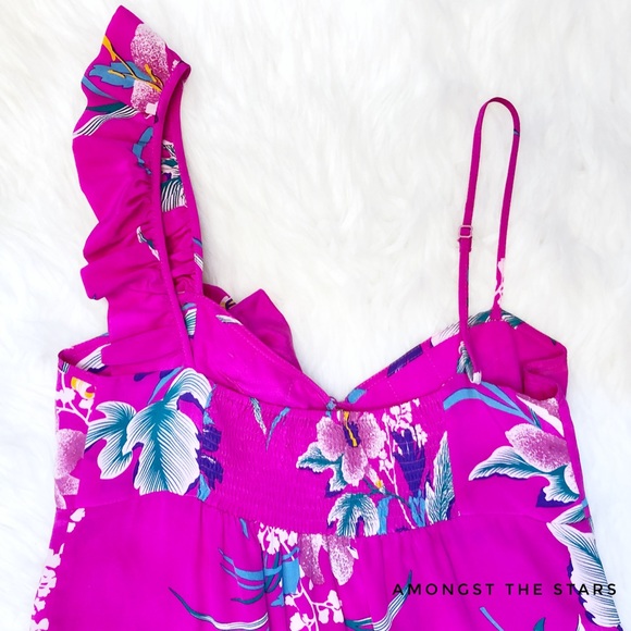 Yumi Kim Fuschia Floral Ruffle Strap Dress - Picture 7 of 8